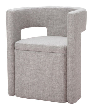 HomeRoots Gray Upholstered Open-Back Arm Chair - Modern Comfort for Dining, Entryways, or Accent Spaces 555853
