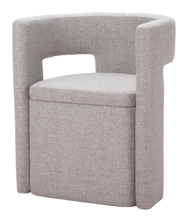 HomeRoots Gray Upholstered Open-Back Arm Chair - Modern Comfort for Dining, Entryways, or Accent Spaces 555853