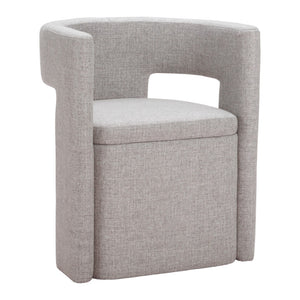 HomeRoots Gray Upholstered Open-Back Arm Chair - Modern Comfort for Dining, Entryways, or Accent Spaces 555853