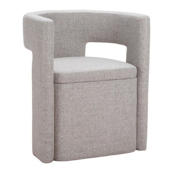 HomeRoots Gray Upholstered Open-Back Arm Chair - Modern Comfort for Dining, Entryways, or Accent Spaces 555853
