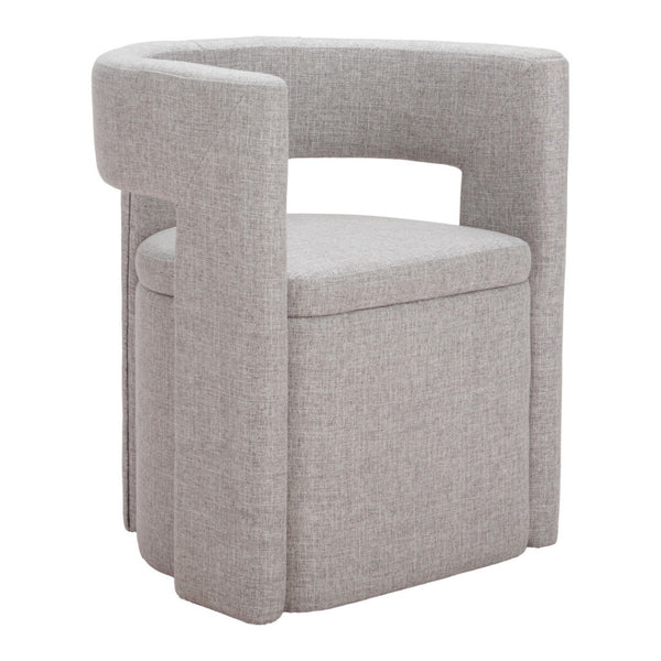 HomeRoots Gray Upholstered Open-Back Arm Chair - Modern Comfort for Dining, Entryways, or Accent Spaces 555853