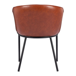 Homeroots Brown Upholstered Faux Leather Dining Arm Chair - Stylish Extra Seating For Dining Room & Beyond   555854