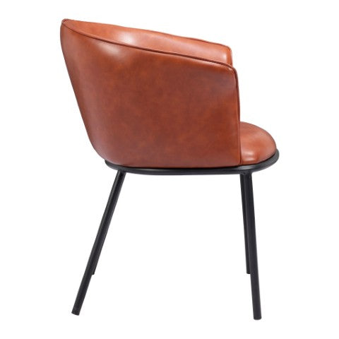 Homeroots Brown Upholstered Faux Leather Dining Arm Chair - Stylish Extra Seating For Dining Room & Beyond   555854