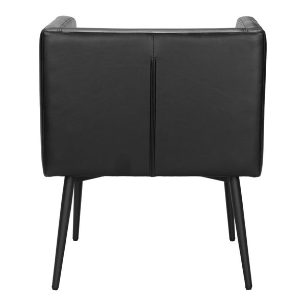 HomeRoots Black Upholstered Faux Leather Dining Arm Chair - Sleek, Modern Comfort for Home or Office Use 555855