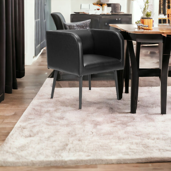 HomeRoots Black Upholstered Faux Leather Dining Arm Chair - Sleek, Modern Comfort for Home or Office Use 555855