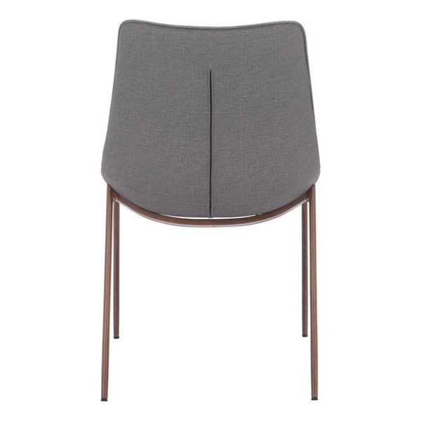 HomeRoots Set of Two Modern Gray Faux Leather Dining Chairs with Brown Legs - Versatile & Comfortable Accent Seating 555858
