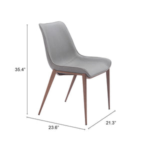 HomeRoots Set of Two Modern Gray Faux Leather Dining Chairs with Brown Legs - Versatile & Comfortable Accent Seating 555858
