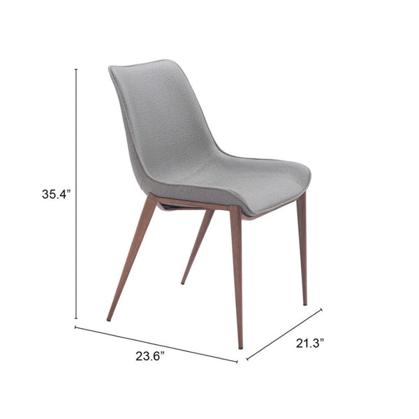 HomeRoots Set of Two Modern Gray Faux Leather Dining Chairs with Brown Legs - Versatile & Comfortable Accent Seating 555858