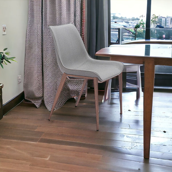 HomeRoots Set of Two Modern Gray Faux Leather Dining Chairs with Brown Legs - Versatile & Comfortable Accent Seating 555858