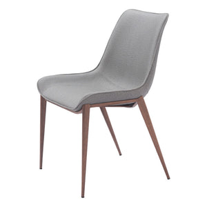 HomeRoots Set of Two Modern Gray Faux Leather Dining Chairs with Brown Legs - Versatile & Comfortable Accent Seating 555858