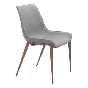 HomeRoots Set of Two Modern Gray Faux Leather Dining Chairs with Brown Legs - Versatile & Comfortable Accent Seating 555858