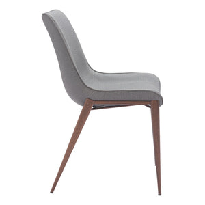 HomeRoots Set of Two Modern Gray Faux Leather Dining Chairs with Brown Legs - Versatile & Comfortable Accent Seating 555858