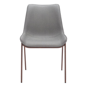 HomeRoots Set of Two Modern Gray Faux Leather Dining Chairs with Brown Legs - Versatile & Comfortable Accent Seating 555858