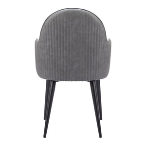 HomeRoots Gray Upholstered Faux Leather Dining Arm Chair - Modern Comfort & Versatile Style for Any Room 555859