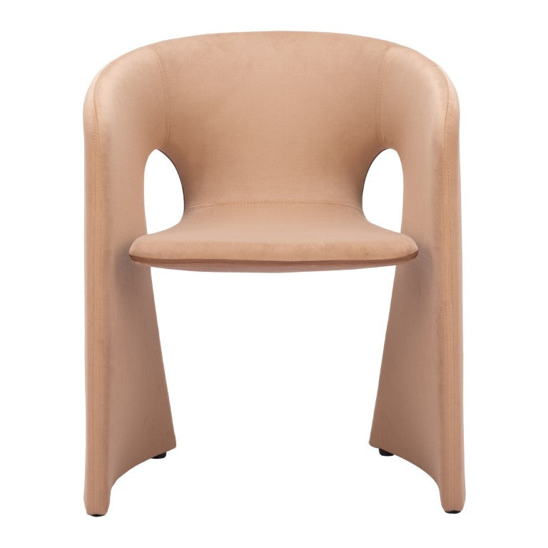 HomeRoots Tan Upholstered Steel Frame Dining Arm Chair for Modern and Transitional Spaces 555864