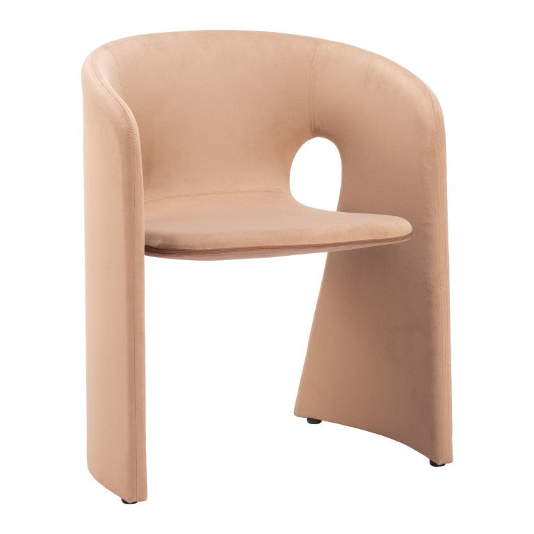 HomeRoots Tan Upholstered Steel Frame Dining Arm Chair for Modern and Transitional Spaces 555864