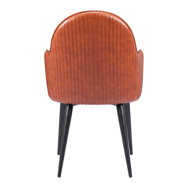 HomeRoots Brown Upholstered Faux Leather Dining Arm Chair - Modern Comfort & Versatile Accent for Any Space 555865