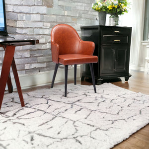 HomeRoots Brown Upholstered Faux Leather Dining Arm Chair - Modern Comfort & Versatile Accent for Any Space 555865