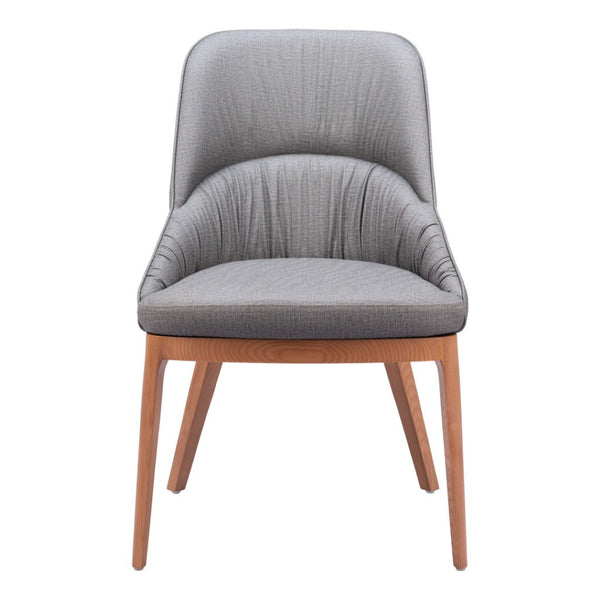 HomeRoots Set of Two Stylish Gray and Brown Faux Leather Dining Chairs for Versatile Home Seating Solutions 555871