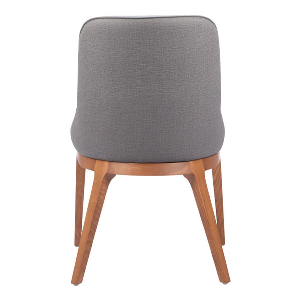 HomeRoots Set of Two Stylish Gray and Brown Faux Leather Dining Chairs for Versatile Home Seating Solutions 555871
