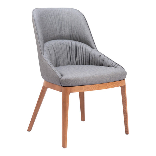 HomeRoots Set of Two Stylish Gray and Brown Faux Leather Dining Chairs for Versatile Home Seating Solutions 555871