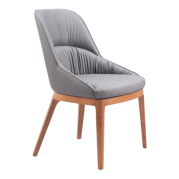 HomeRoots Set of Two Stylish Gray and Brown Faux Leather Dining Chairs for Versatile Home Seating Solutions 555871