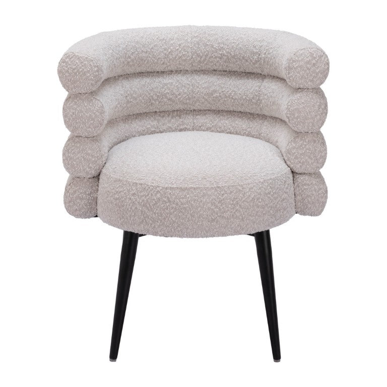 HomeRoots Gray Faux Fur Upholstered Dining Arm Chair with Steel Slat Back Accent 555872