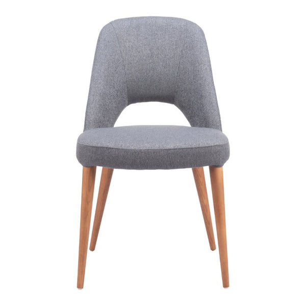 HomeRoots Set of Two Modern Steel Frame Upholstered Dining Side Chairs for Stylish Contemporary Homes Gray / Brown 555873