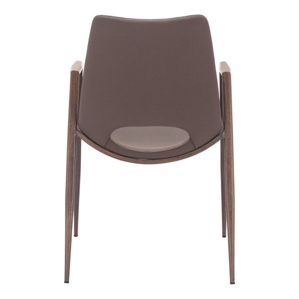 HomeRoots Set of Two Brown Faux Leather Dining Arm Chairs – Stylish, Comfortable, and Versatile Seating Options 555877