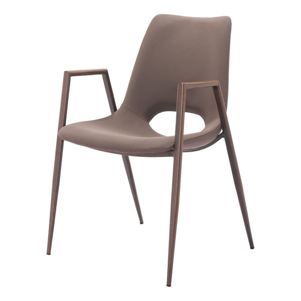HomeRoots Set of Two Brown Faux Leather Dining Arm Chairs – Stylish, Comfortable, and Versatile Seating Options 555877