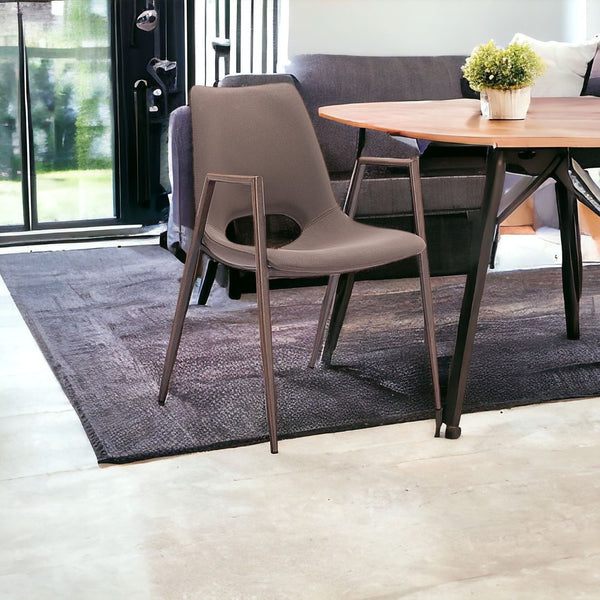 HomeRoots Set of Two Brown Faux Leather Dining Arm Chairs – Stylish, Comfortable, and Versatile Seating Options 555877