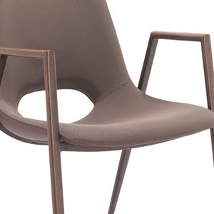 HomeRoots Set of Two Brown Faux Leather Dining Arm Chairs – Stylish, Comfortable, and Versatile Seating Options 555877
