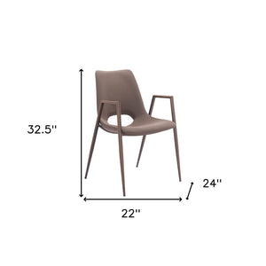 HomeRoots Set of Two Brown Faux Leather Dining Arm Chairs – Stylish, Comfortable, and Versatile Seating Options 555877