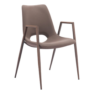 HomeRoots Set of Two Brown Faux Leather Dining Arm Chairs – Stylish, Comfortable, and Versatile Seating Options 555877