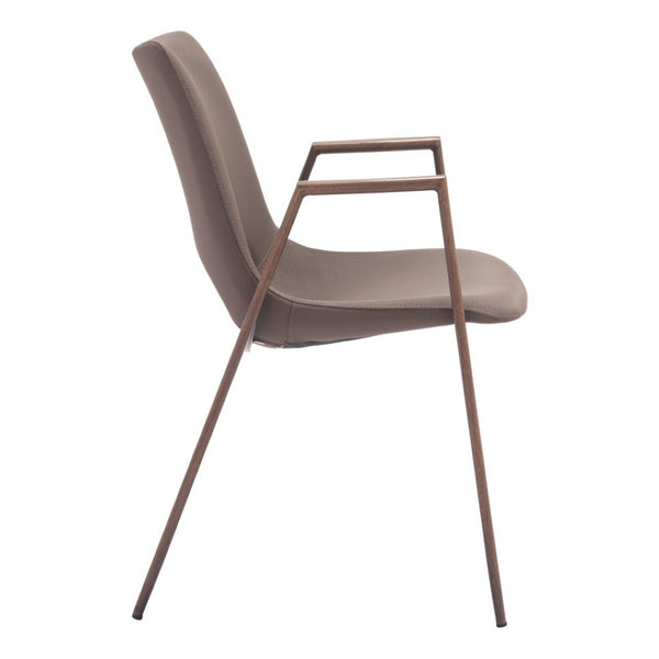 HomeRoots Set of Two Brown Faux Leather Dining Arm Chairs – Stylish, Comfortable, and Versatile Seating Options 555877