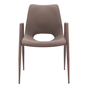 HomeRoots Set of Two Brown Faux Leather Dining Arm Chairs – Stylish, Comfortable, and Versatile Seating Options 555877
