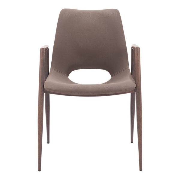 HomeRoots Set of Two Brown Faux Leather Dining Arm Chairs – Stylish, Comfortable, and Versatile Seating Options 555877