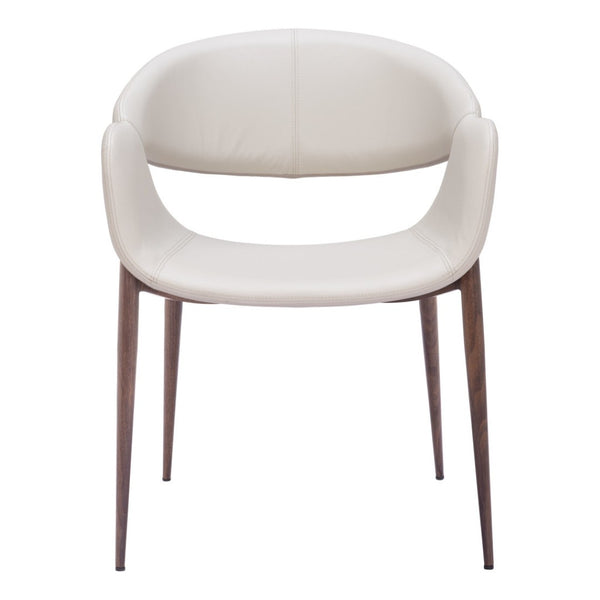 Homeroots Set Of Two Beige & Brown Upholstered Faux Leather Dining Arm Chairs - Stylish Comfort For Any Room   555880