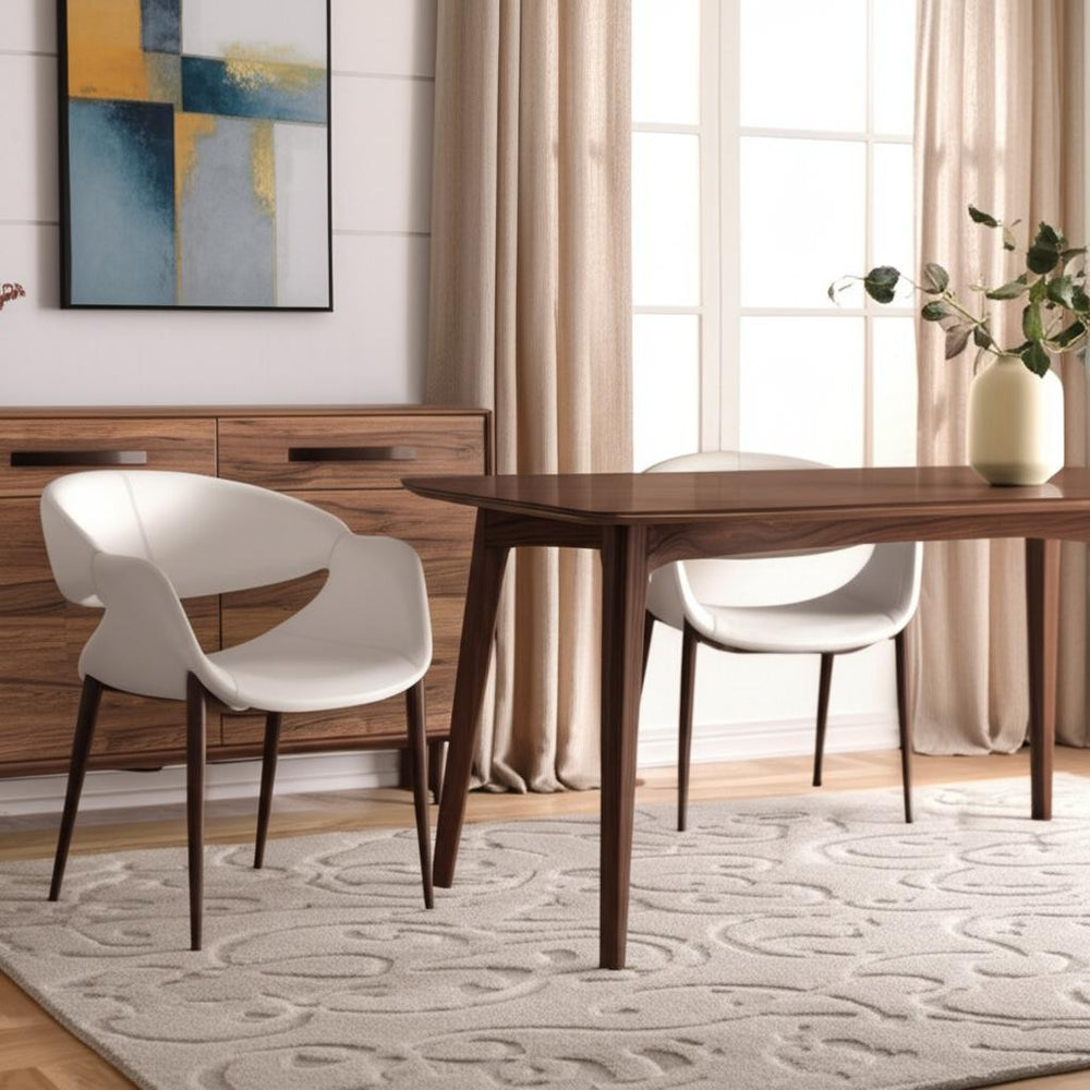 Homeroots Set Of Two Beige & Brown Upholstered Faux Leather Dining Arm Chairs - Stylish Comfort For Any Room   555880