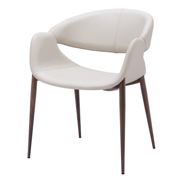 Homeroots Set Of Two Beige & Brown Upholstered Faux Leather Dining Arm Chairs - Stylish Comfort For Any Room   555880