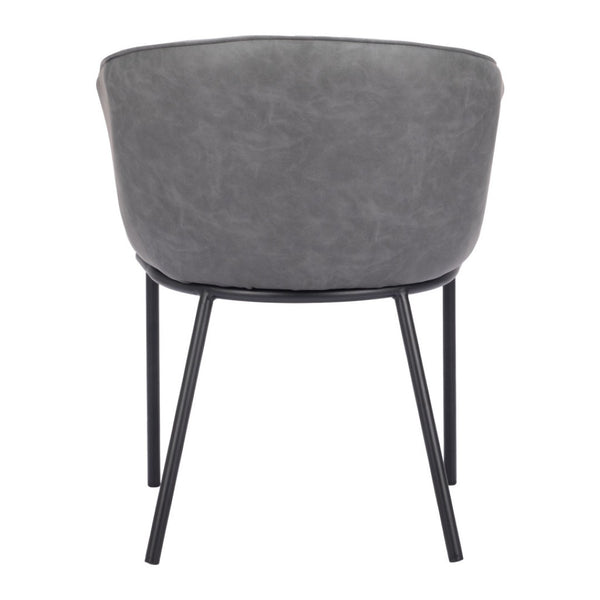 HomeRoots Gray Upholstered Faux Leather Arm Chair – Stylish Comfort for Dining, Living, or Office Spaces 555883