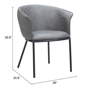 HomeRoots Gray Upholstered Faux Leather Arm Chair – Stylish Comfort for Dining, Living, or Office Spaces 555883