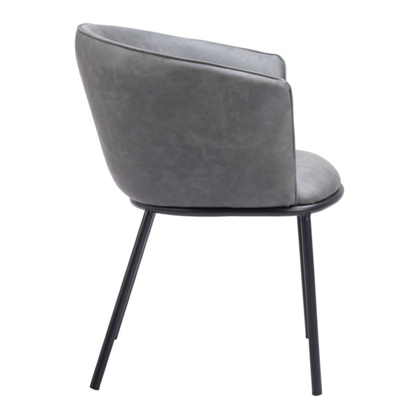 HomeRoots Gray Upholstered Faux Leather Arm Chair – Stylish Comfort for Dining, Living, or Office Spaces 555883