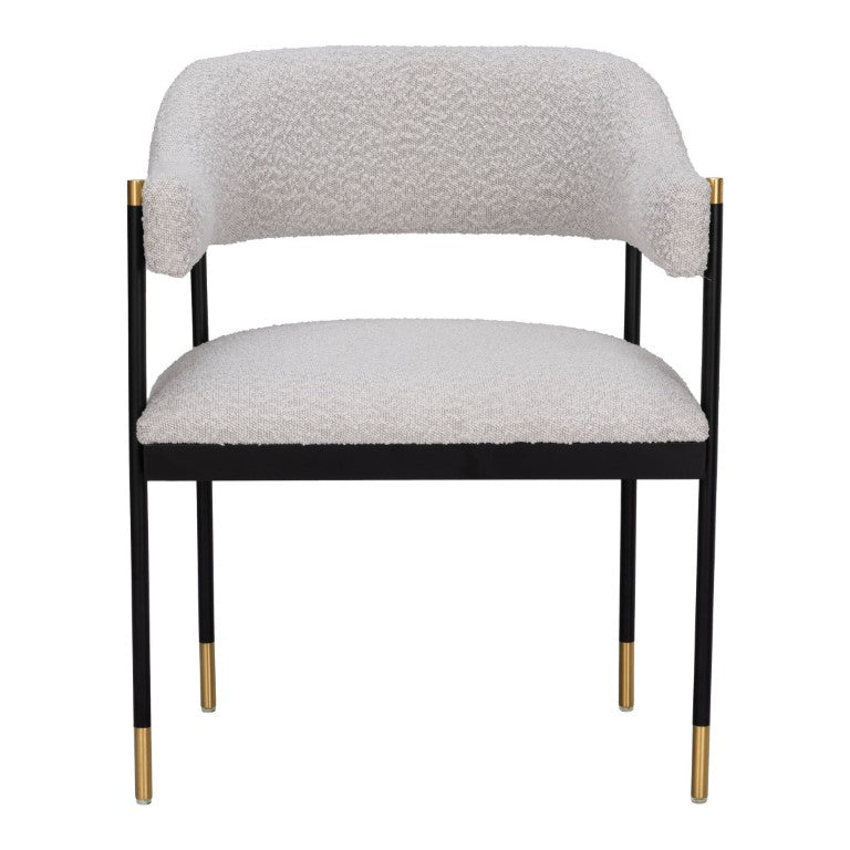 HomeRoots Gray Faux Fur Upholstered Arm Chair with Gold Steel Frame for Glam Dining Rooms 555886