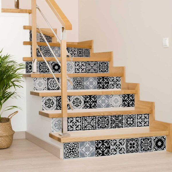 Homeroots 12" Black, White & Gray Mosaic Peel And Stick Tiles - Versatile Decor For Stylish Room Transformations 12" X 12" Vinyl 555888