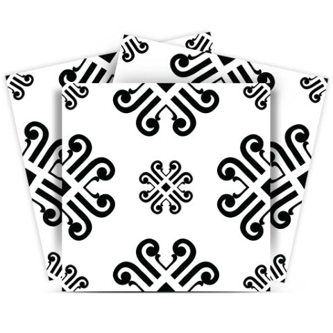 Homeroots 12" Black And White Daisy Peel And Stick Tiles - Easy Removable Decor For Home And Renters' Spaces! 12" X 12" Vinyl 555890