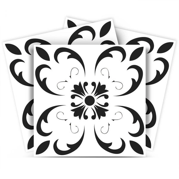 Homeroots 12" Black And White Delia Peel And Stick Tiles - Versatile, Removable Decor For Any Room Makeover! 12" X 12" Vinyl 555891