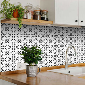 Homeroots 12" Black And White Delia Peel And Stick Tiles - Versatile, Removable Decor For Any Room Makeover! 12" X 12" Vinyl 555891
