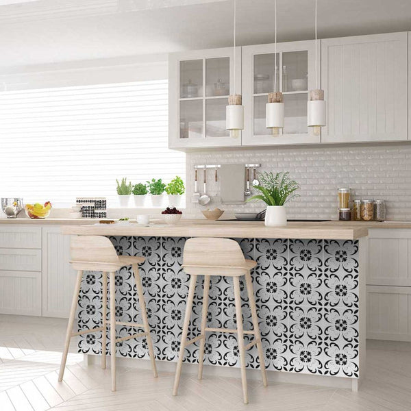 Homeroots 12" Black And White Delia Peel And Stick Tiles - Versatile, Removable Decor For Any Room Makeover! 12" X 12" Vinyl 555891