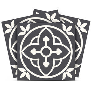 Homeroots 12" Transform Your Space With Tulipa Gray And White Peel And Stick Removable Tile Stickers Now! 12" X 12" Vinyl 555892